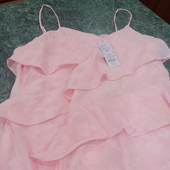 NWT Wild Fable Blush Pink Ruffle Embossed Floral Midi Dress Plus Size 2x Fairy - Picture 15 of 16